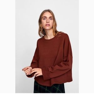 Zara texture weave sweatshirt / maroon - small